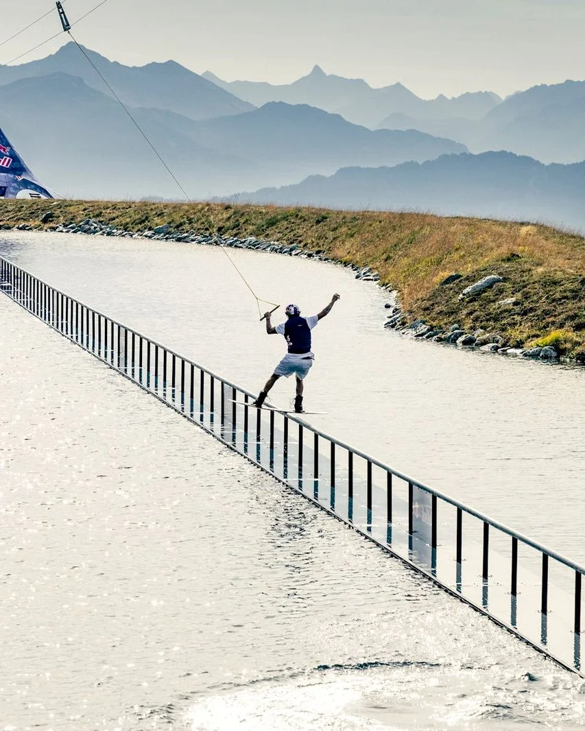 Jamie Huser on his 140 metre world record rail in the Swiss Alps