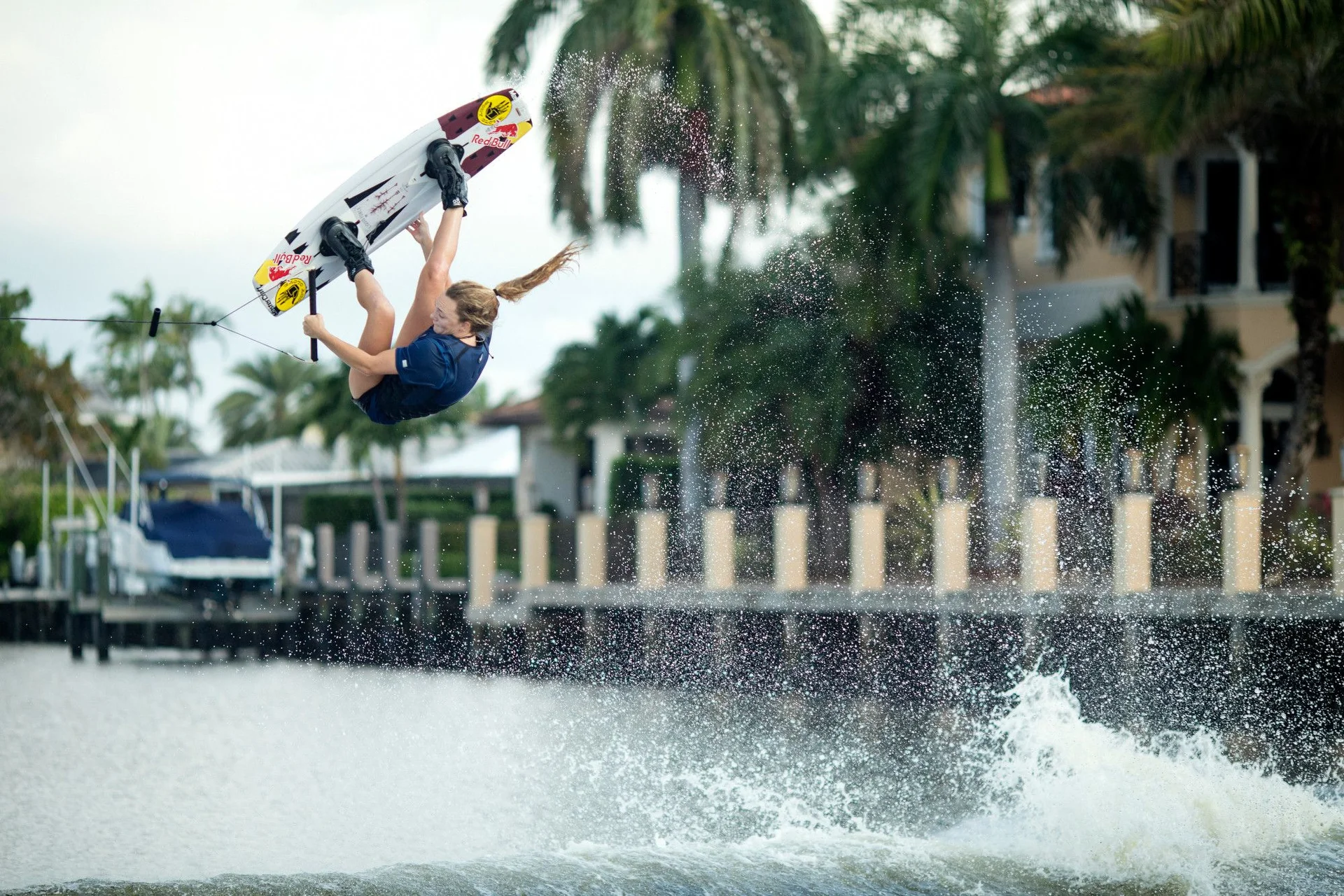 Meagan Ethell inverted above the wake