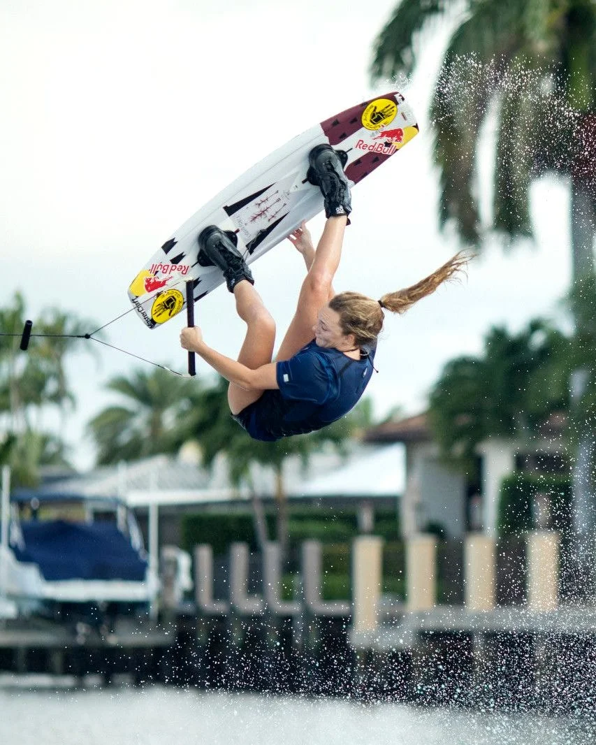 Meagan Ethell inverted above the wake